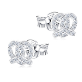 Beautiful Heart With CZ Stone Silver Ear Stud STS-5350